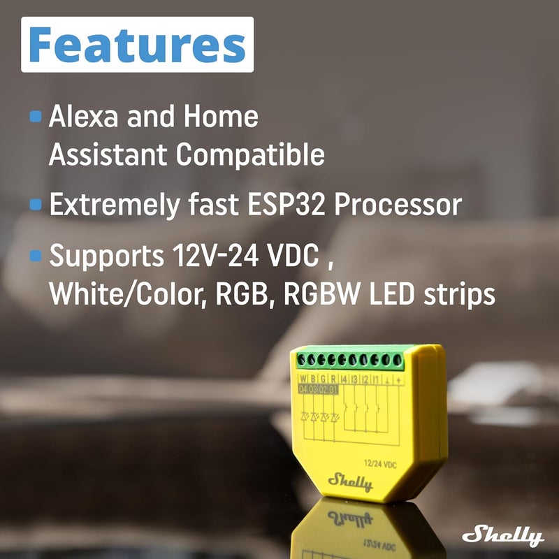 Shelly Plus RGBW PM | WiFi Smart Remote Control for RGBW Led Strips with Power Metering | Home Automation | Bluetooth Gateway | No Hub | Compatible with Alexa & Google Home | iOS Android App - Image 3